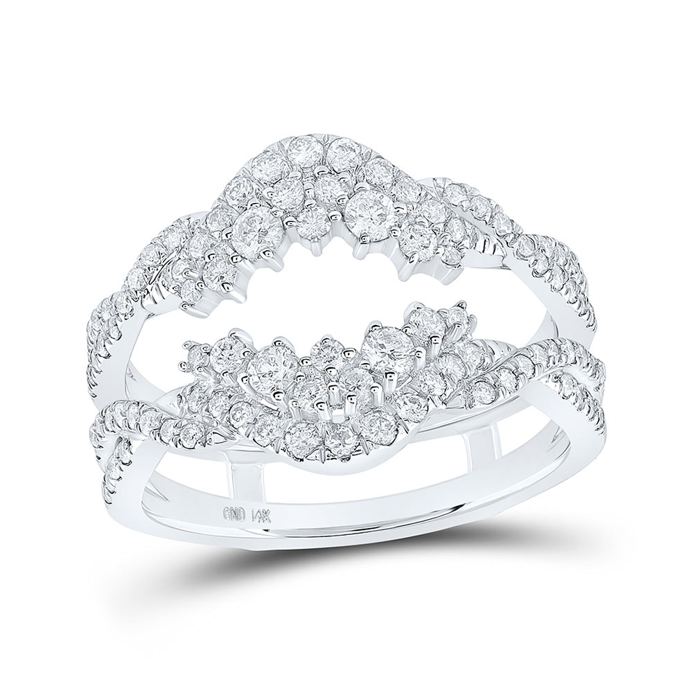 14K White Gold Womens Round Diamond Wrap Enhancer Wedding Band 3/4 Cttw, Womens Size: 5-10