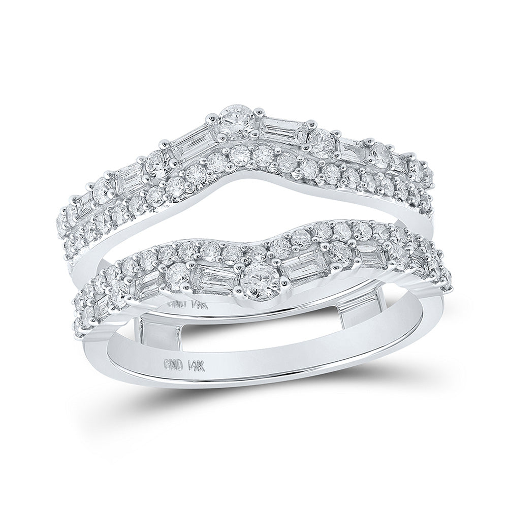 14K White Gold Womens Round Diamond Wrap Enhancer Wedding Band 3/4 Cttw, Womens Size: 5-10