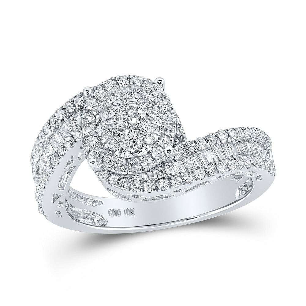 10K Yellow Or Rose Or White Gold Round Diamond Cluster Bridal Wedding Engagement Ring 1 Cttw, Womens Size: 5-10