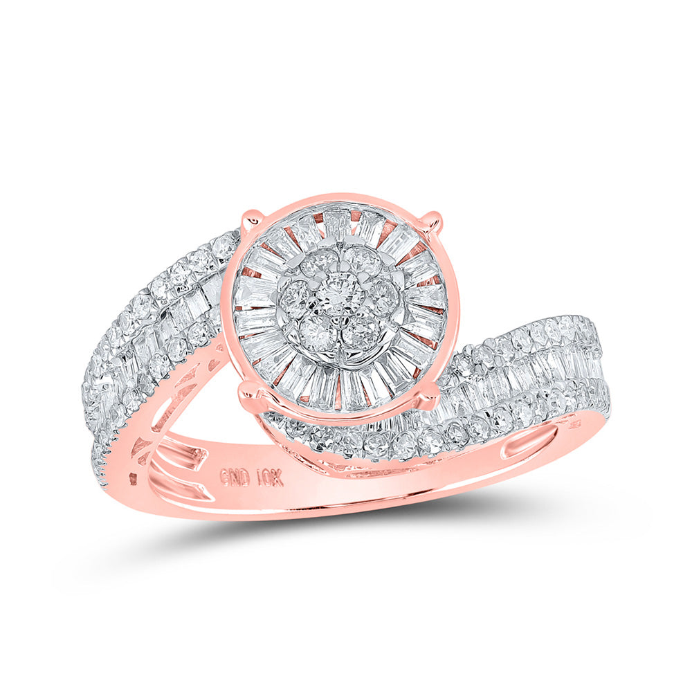 10K Yellow Or White Or Rose Gold Round Diamond Cluster Bridal Wedding Engagement Ring, Womens Size: 5-10