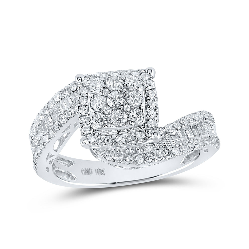 10K Yellow Or White Or Rose Gold Round Diamond Square Bridal Wedding Engagement Ring, Womens Size: 5-10