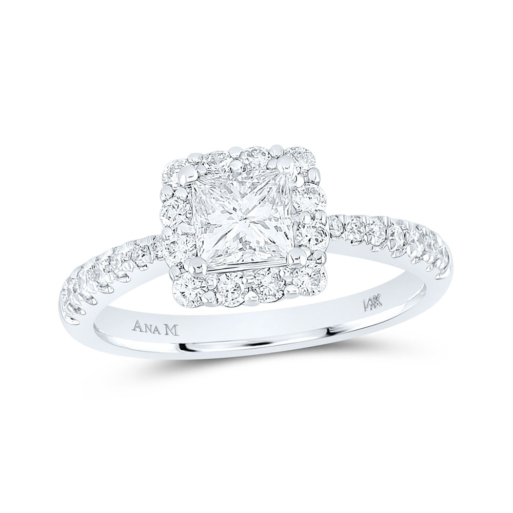 14K White Gold Princess Diamond Halo Bridal Wedding Engagement Ring 1-1/4 Cttw, Womens Size: 5-10