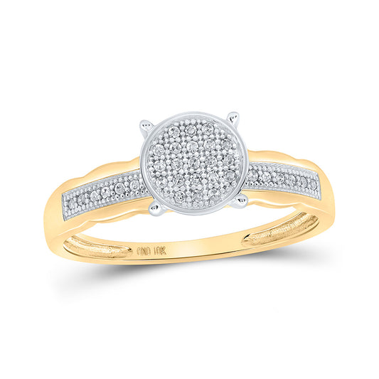 10K Yellow Gold Womens Round Diamond Cluster Ring 1/10 Cttw, Womens Size: 5-10