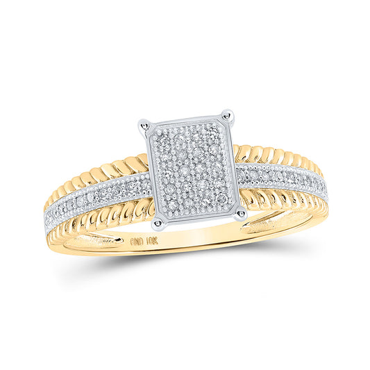 10K Yellow Gold Womens Round Diamond Cluster Ring 1/8 Cttw, Womens Size: 5-10