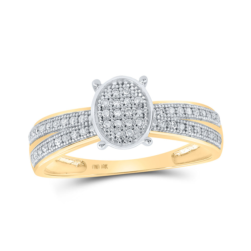 10K White Or Yellow Gold Womens Round Diamond Oval Ring , Womens Size: 5-10