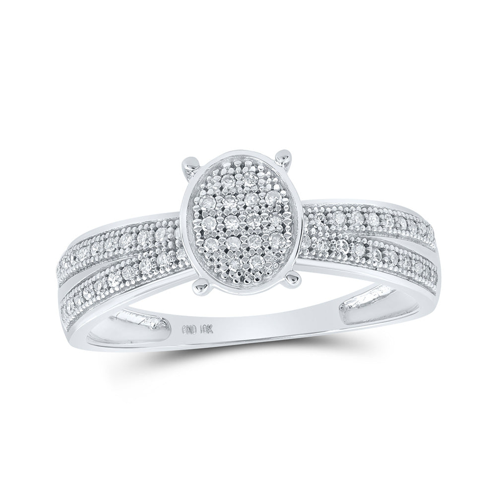 10K White Or Yellow Gold Womens Round Diamond Oval Ring , Womens Size: 5-10