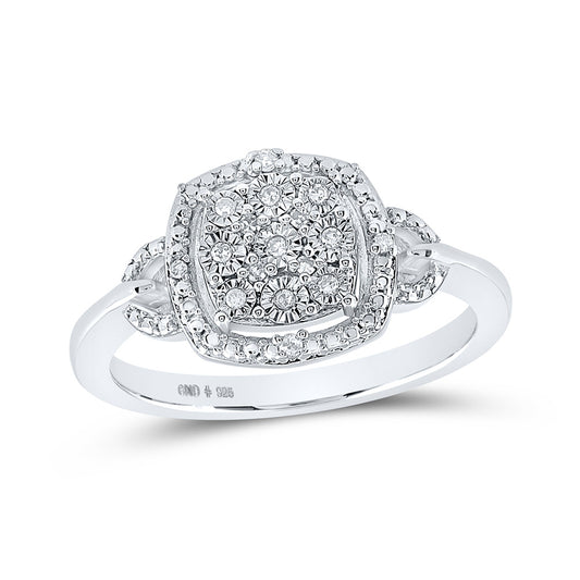 Sterling Silver Womens Round Diamond Cluster Ring 1/12 Cttw, Womens Size: 5-10