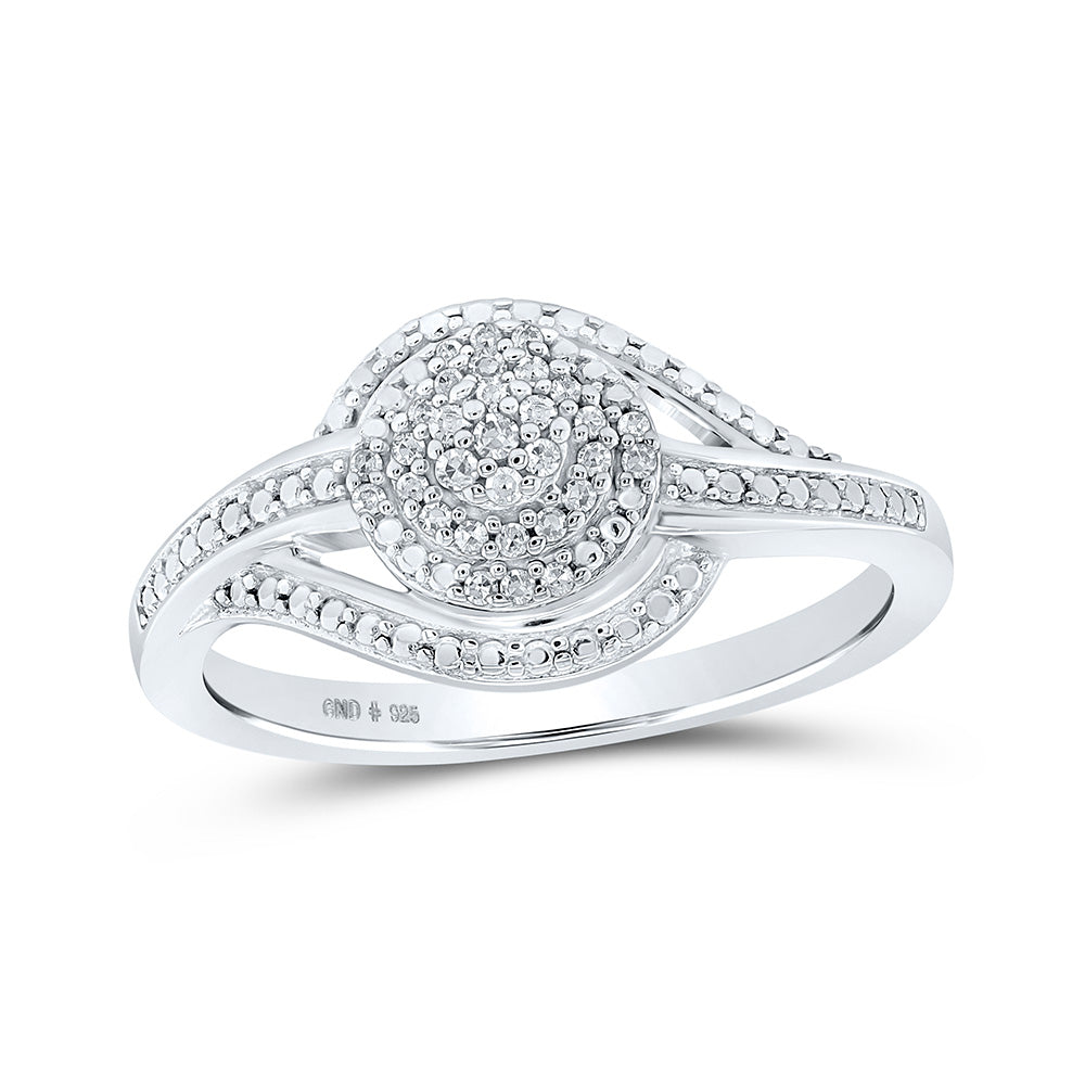 Sterling Silver Womens Round Diamond Cluster Ring 1/10 Cttw, Womens Size: 5-10