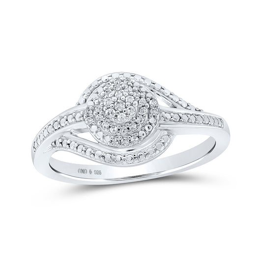 Sterling Silver Womens Round Diamond Cluster Ring 1/10 Cttw, Womens Size: 5-10