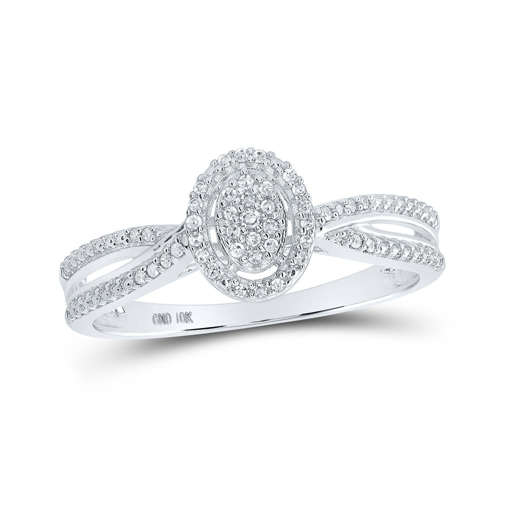 10K White Or Yellow Gold Womens Round Diamond Oval Ring , Womens Size: 5-10