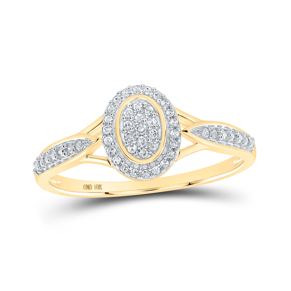 10K White Or Yellow Gold Womens Round Diamond Oval Ring , Womens Size: 5-10