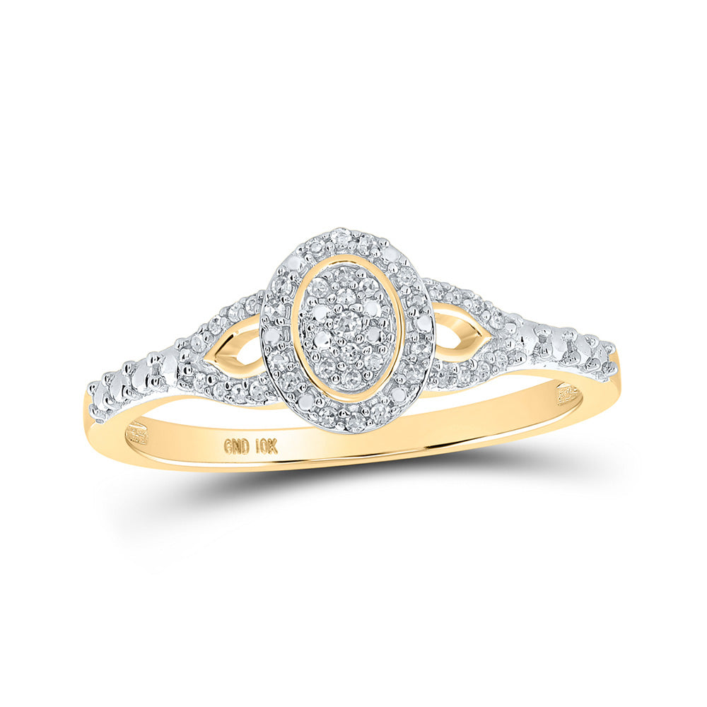 10K White Or Yellow Gold Womens Round Diamond Oval Ring , Womens Size: 5-10