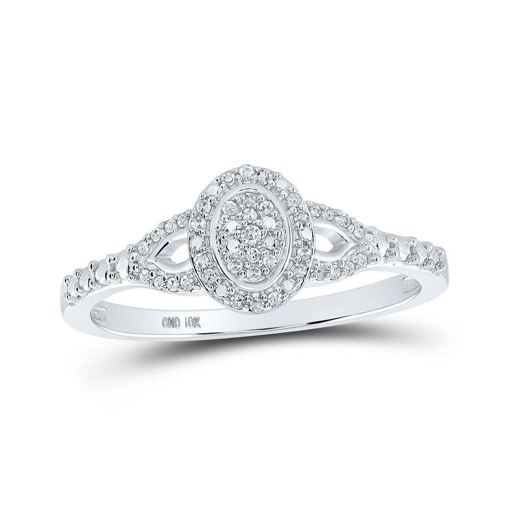 10K White Or Yellow Gold Womens Round Diamond Oval Ring , Womens Size: 5-10