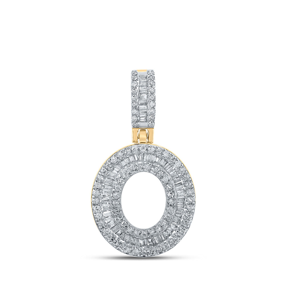 10K Yellow Gold Mens Baguette Diamond Initial Letter Pendant