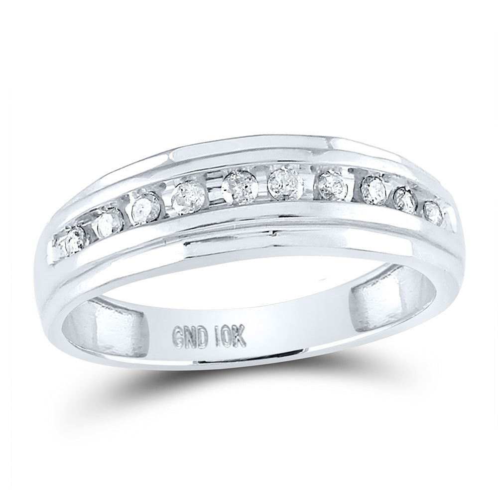 10K White Gold Mens Round Diamond Wedding Band Ring 1/4 Cttw, Mens Size: 7-13