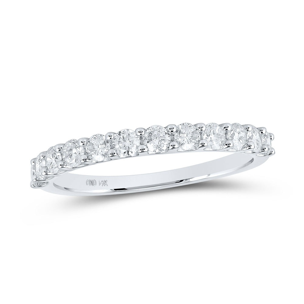 14K White Gold Womens Round Diamond Single Row Band Ring 3/4 Cttw, Womens Size: 5-10