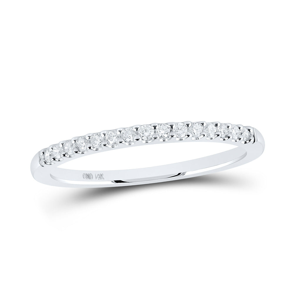 14K White Gold Womens Round Diamond Single Row Band Ring 1/6 Cttw, Womens Size: 5-10