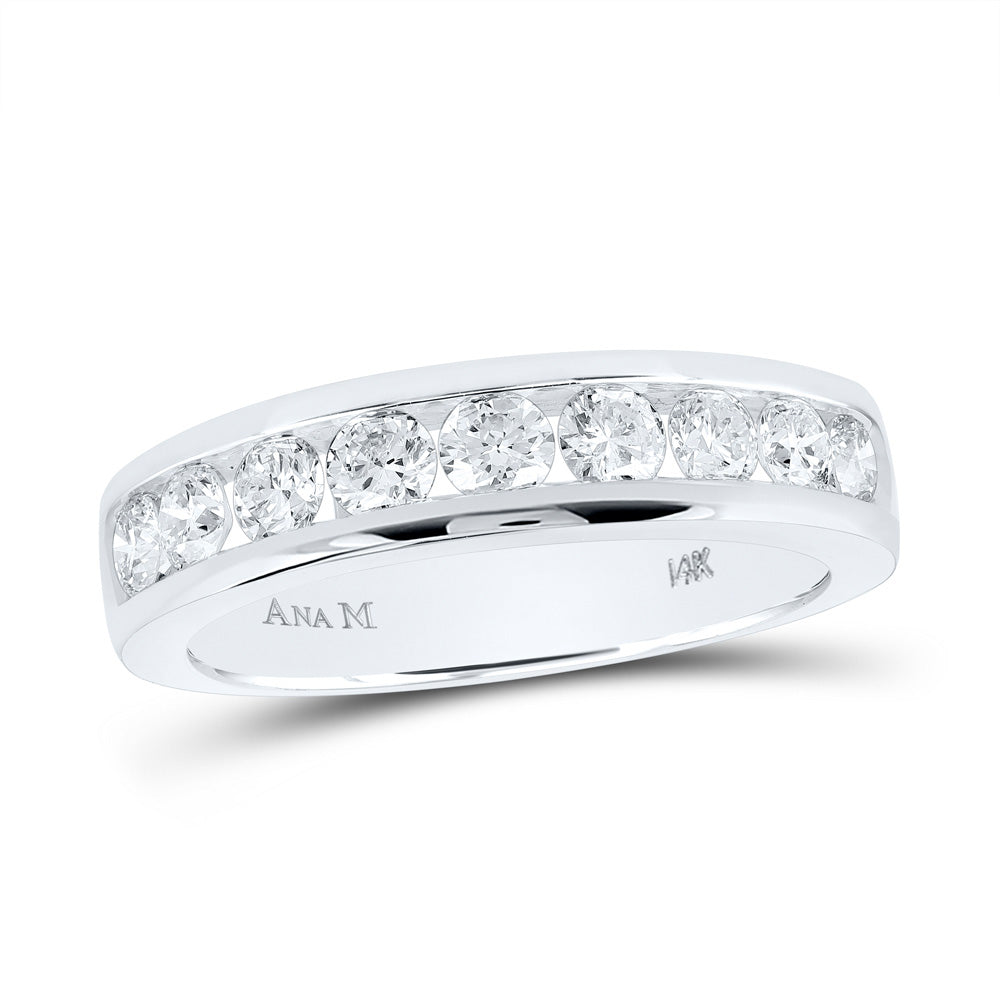 14K White Gold Womens Round Diamond Single Row Band Ring 7/8 Cttw, Womens Size: 5-10