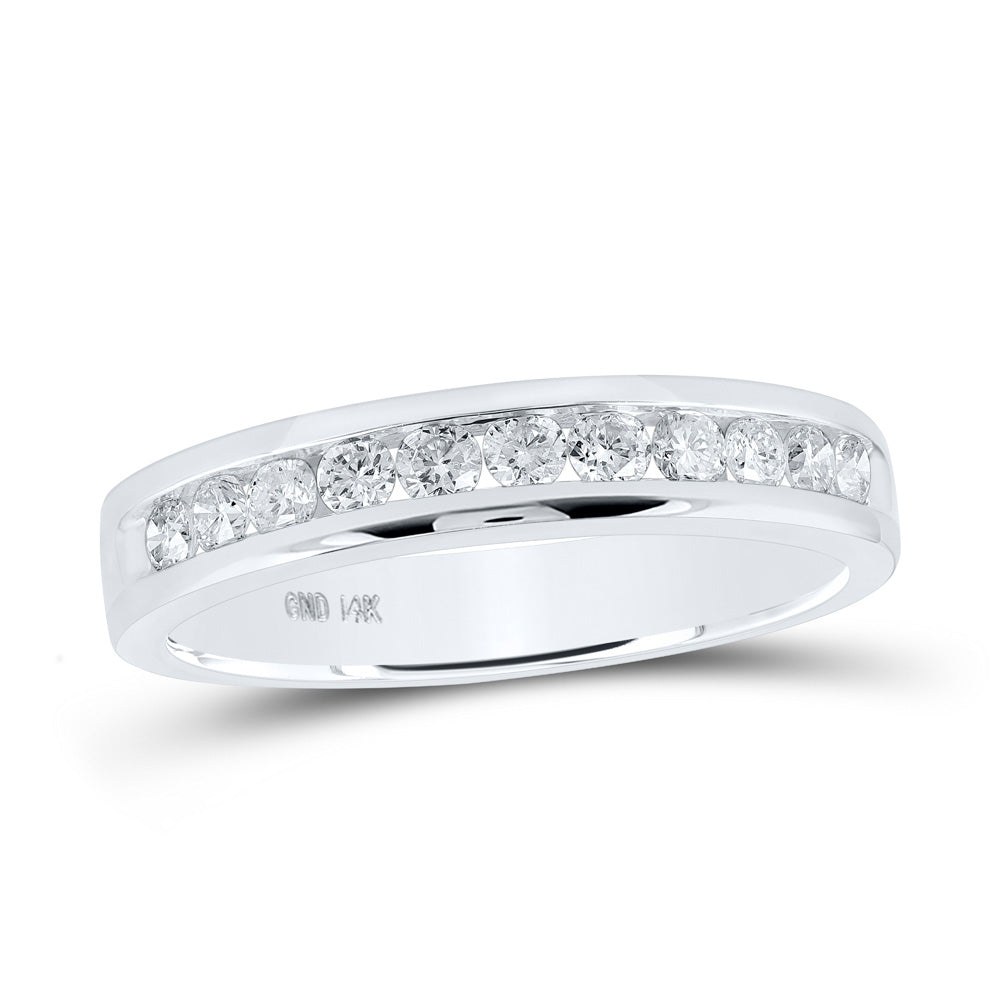 14K White Gold Womens Round Diamond Single Row Band Ring 1/2 Cttw, Womens Size: 5-10