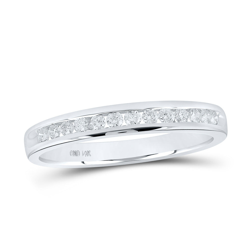 14K White Gold Womens Round Diamond Wedding Single Row Band 1/4 Cttw, Womens Size: 5-10