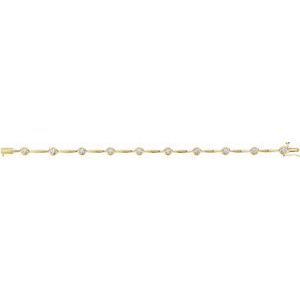 14K Yellow Gold Round 3Mm Gh Si1-Si2 1 Ctw Lab Grown Diamond Line Bracelet, Length: 7.5 In