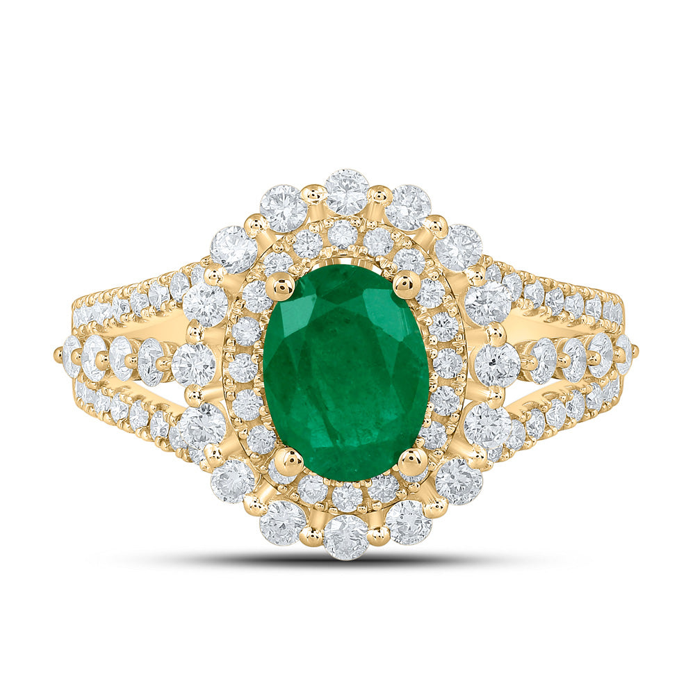 14K White Or Yellow Gold Womens Oval Emerald Solitaire Diamond Fashion Ring, Womens Size: 5-10