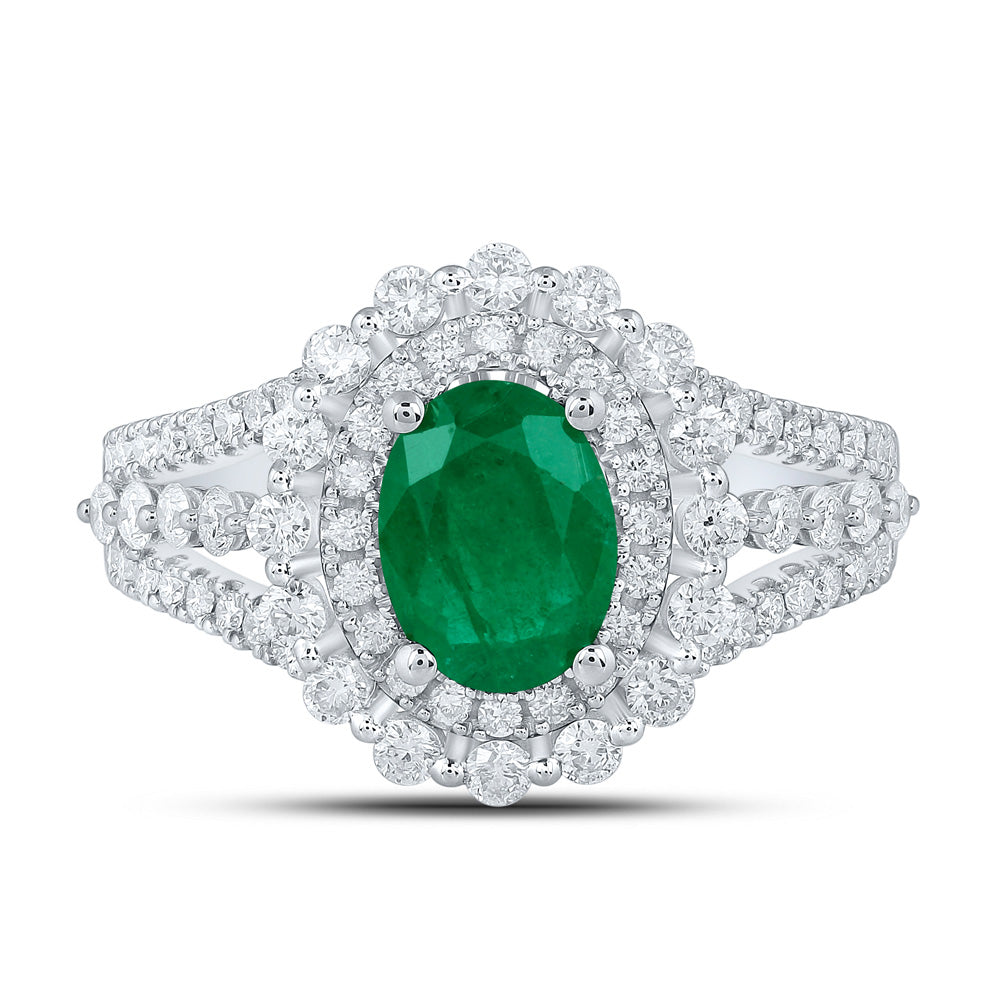 14K White Or Yellow Gold Womens Oval Emerald Solitaire Diamond Fashion Ring, Womens Size: 5-10