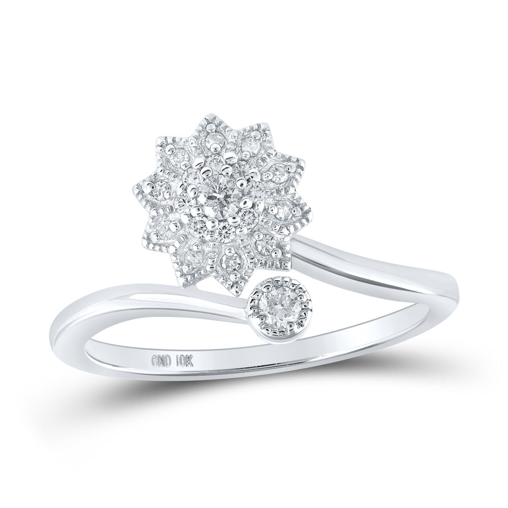 10K Yellow Or White Or Rose Gold Womens Round Diamond Flower Cluster Ring , Womens Size: 5-10