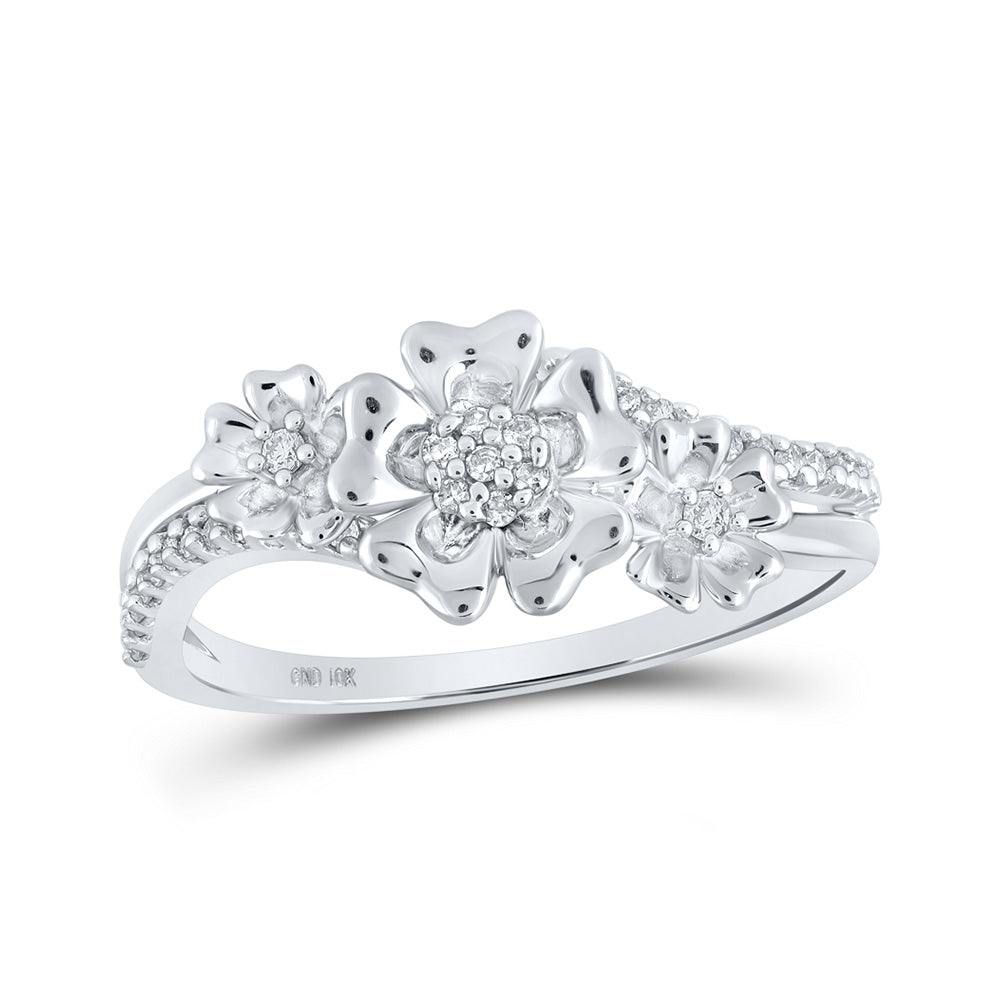 10K Yellow Or White Or Rose Gold Womens Round Diamond Flower Fashion Ring , Womens Size: 5-10