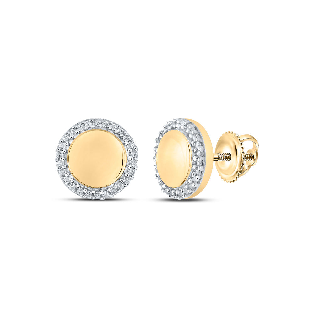 10K Yellow Gold Womens Round Diamond Circle Earrings 1/10 Cttw