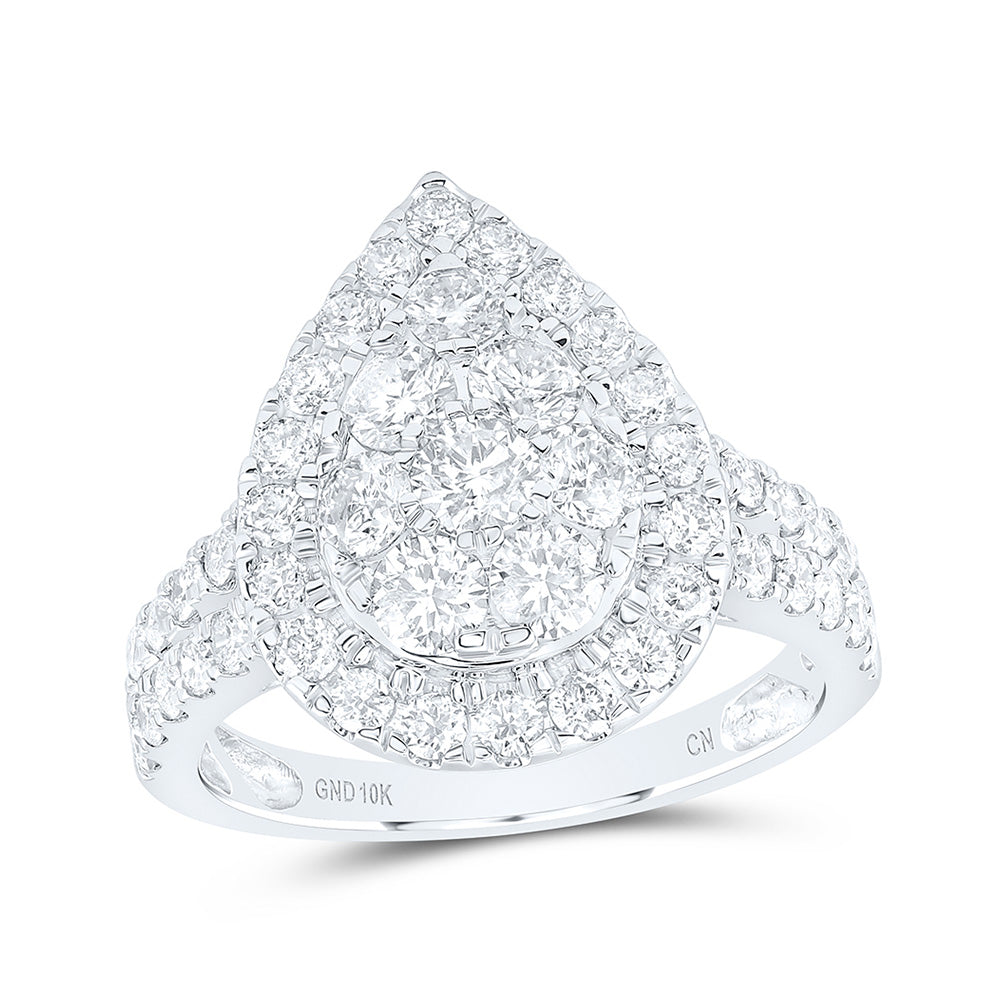10K Yellow Or White Or Rose Gold Womens Round Diamond Tear Cluster Ring , Womens Size: 5-10
