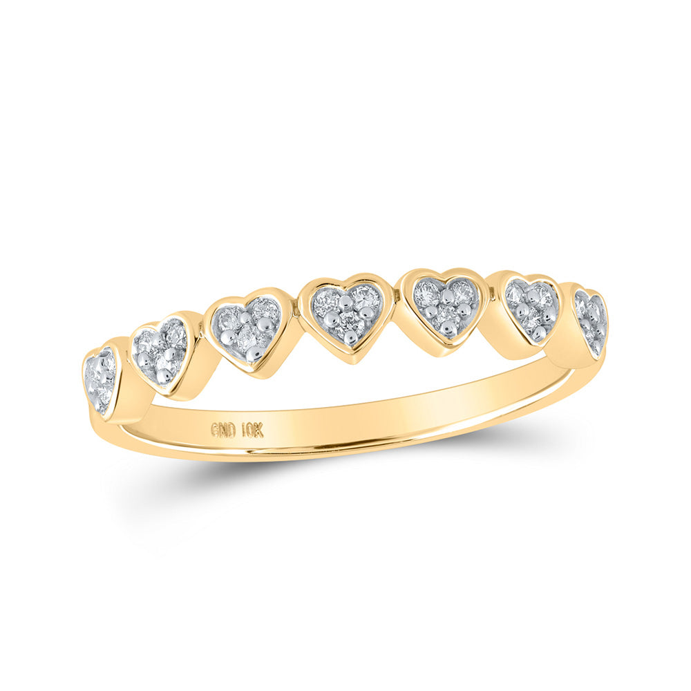 10K Yellow Or White Or Rose Gold Womens Round Diamond Heart Ring , Womens Size: 5-10