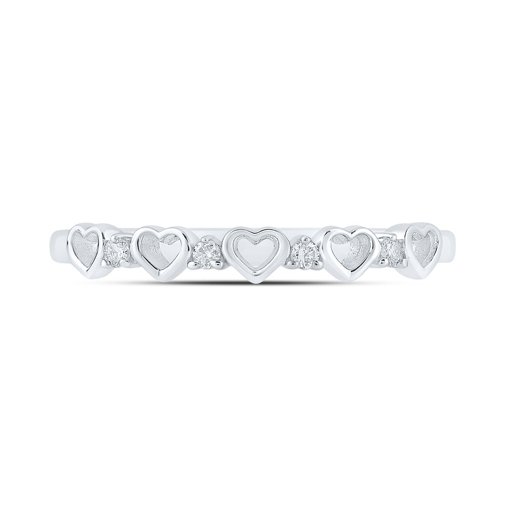 10K White Gold Womens Round Diamond Heart Ring 1/20 Cttw, Womens Size: 5-10