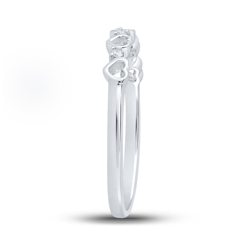 10K White Gold Womens Round Diamond Heart Ring 1/20 Cttw, Womens Size: 5-10