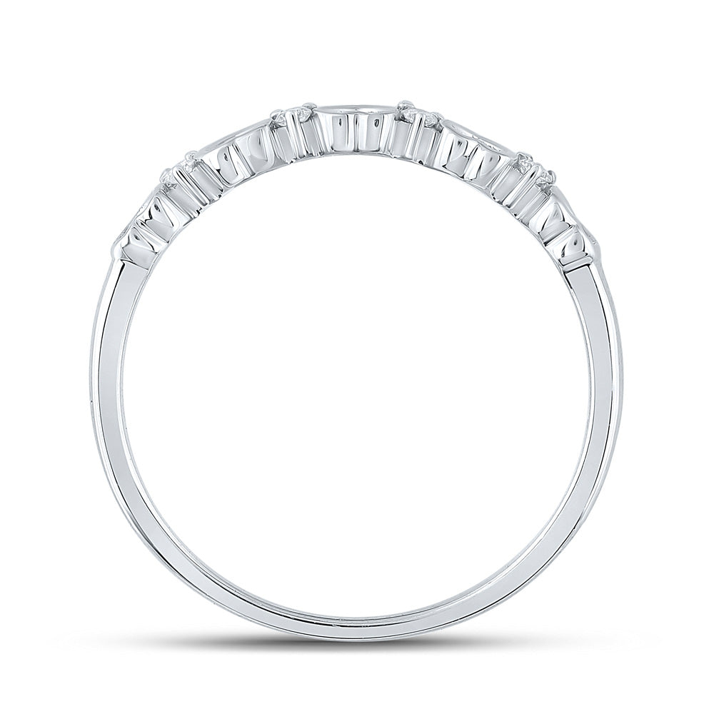 10K White Gold Womens Round Diamond Heart Ring 1/20 Cttw, Womens Size: 5-10