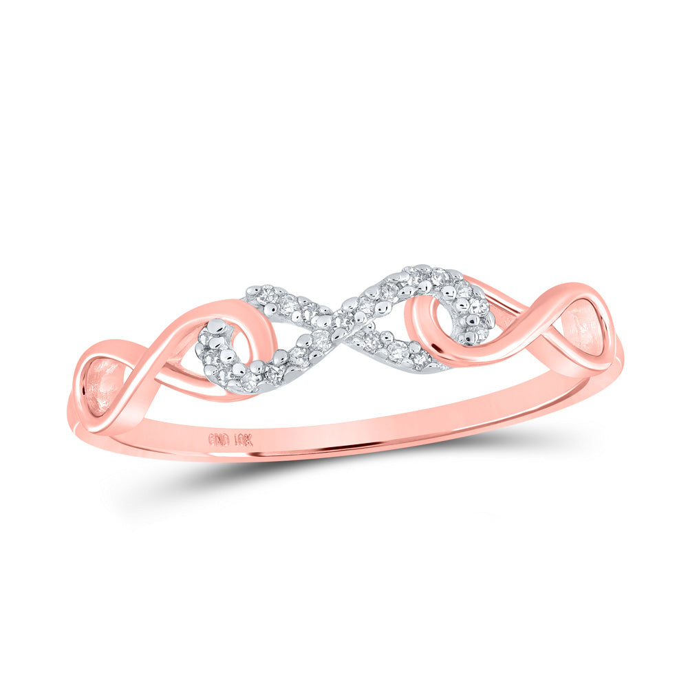 10K Yellow Or White Or Rose Gold Womens Round Diamond Infinity Ring , Womens Size: 5-10