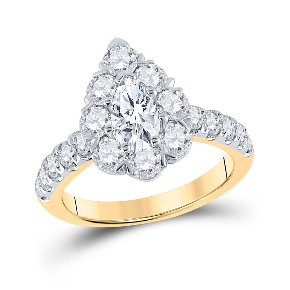 14K Yellow Gold Pear Diamond Halo Bridal Wedding Engagement Ring 2-3/8 Cttw, Womens Size: 5-10