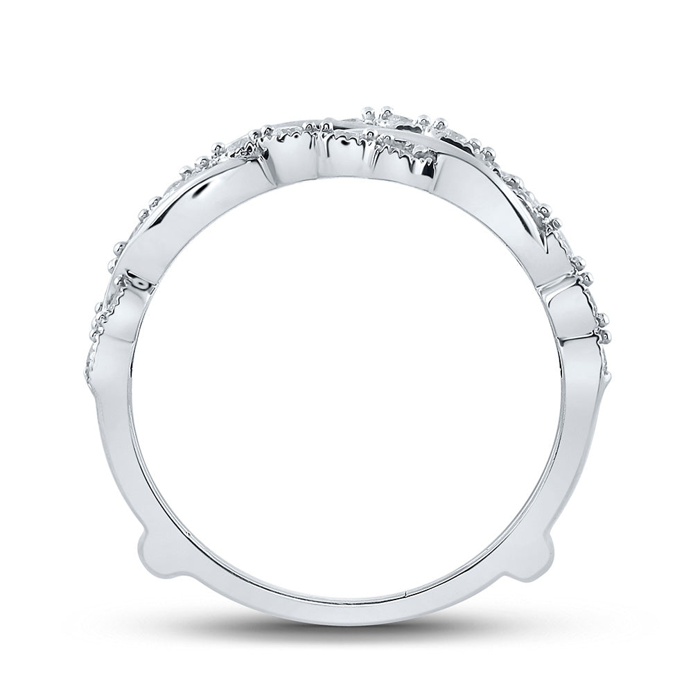 14K White Gold Womens Round Diamond Wrap Enhancer Wedding Band , Womens Size: 5-10