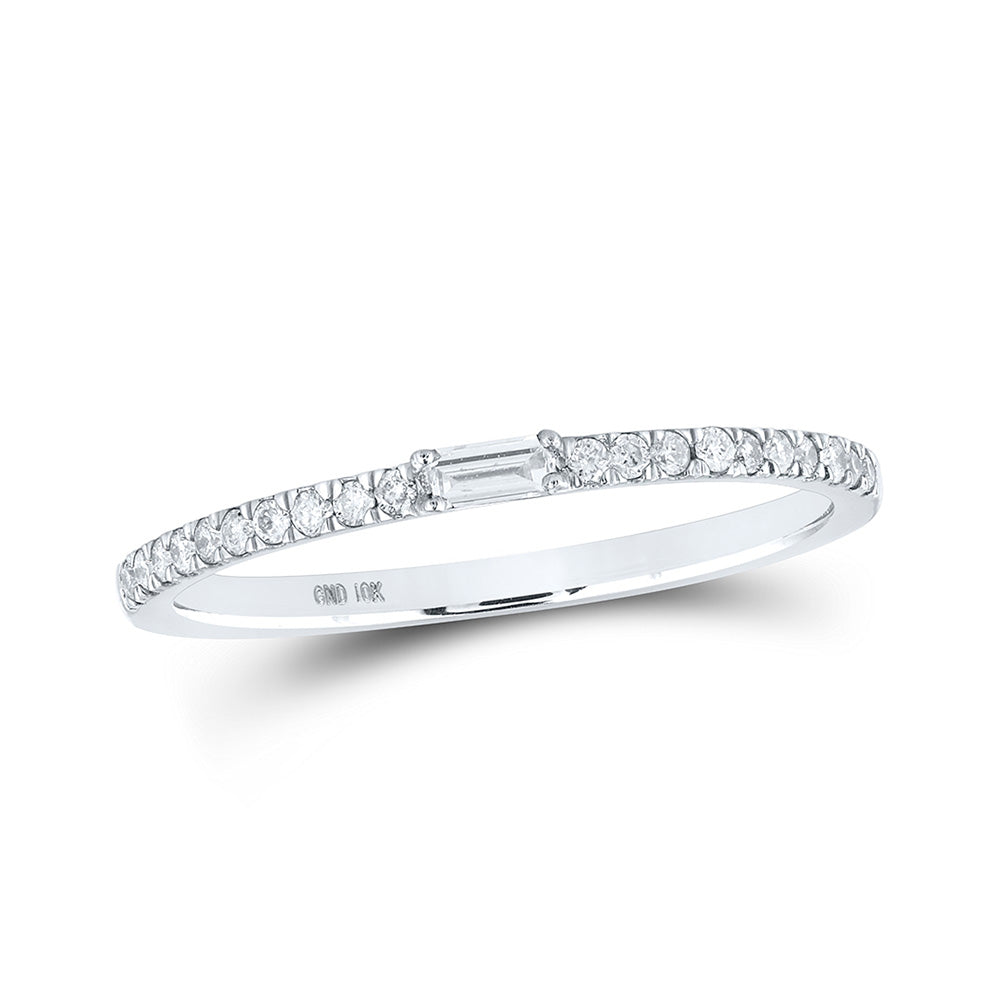 10K White Or Yellow Gold Womens Baguette Diamond Band Ring , Womens Size: 5-10