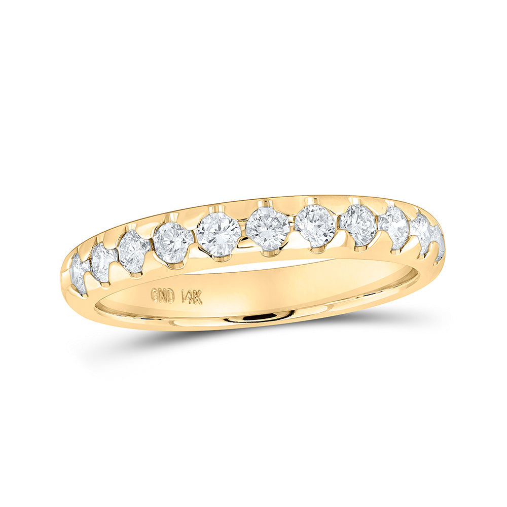 14K White Or Yellow Gold Womens Round Diamond Machine Set Band Ring , Womens Size: 5-10