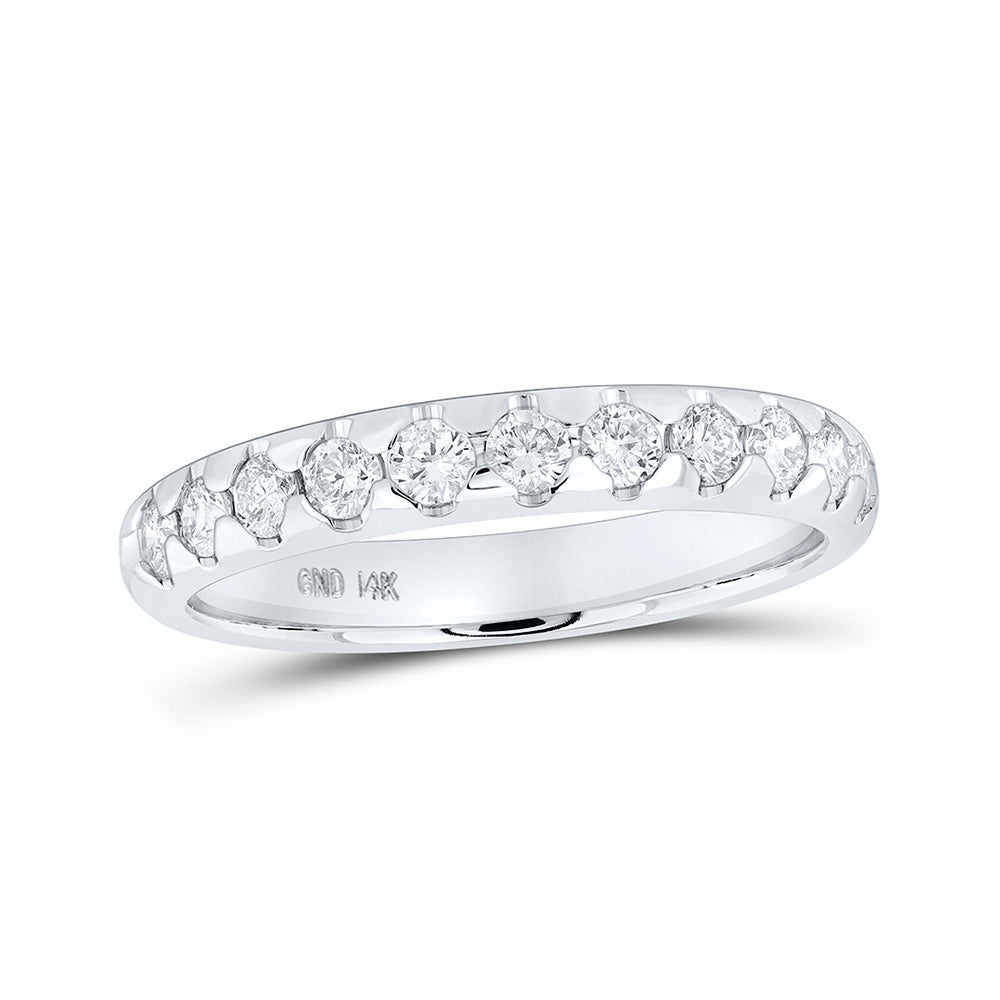 14K White Or Yellow Gold Womens Round Diamond Machine Set Band Ring , Womens Size: 5-10