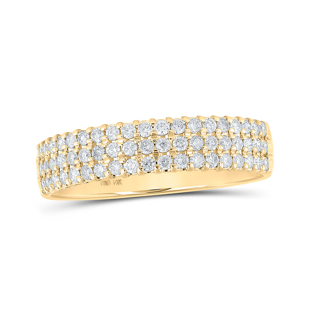 14K White Or Yellow Gold Womens Round Diamond Pave Band Ring , Womens Size: 5-10