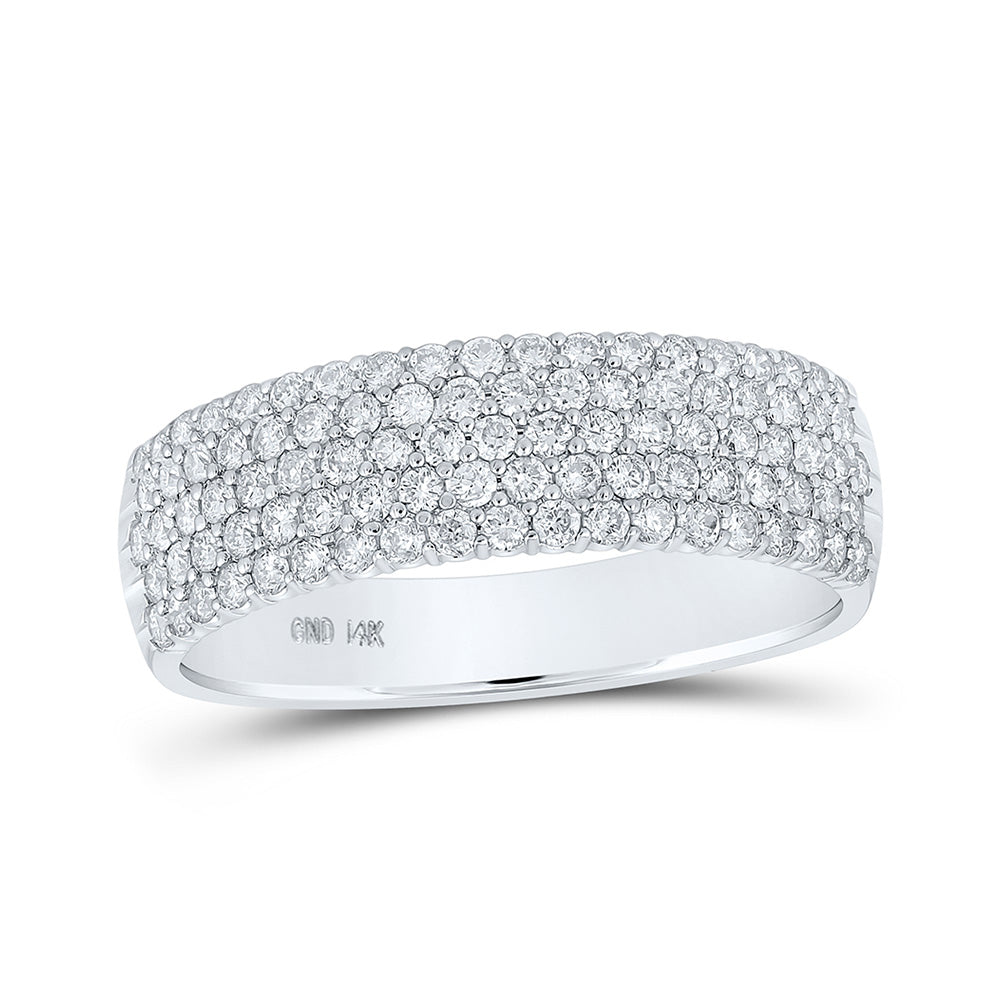 14K White Gold Womens Round Diamond Machine-set Pave Band Ring 3/4 Cttw, Womens Size: 5-10
