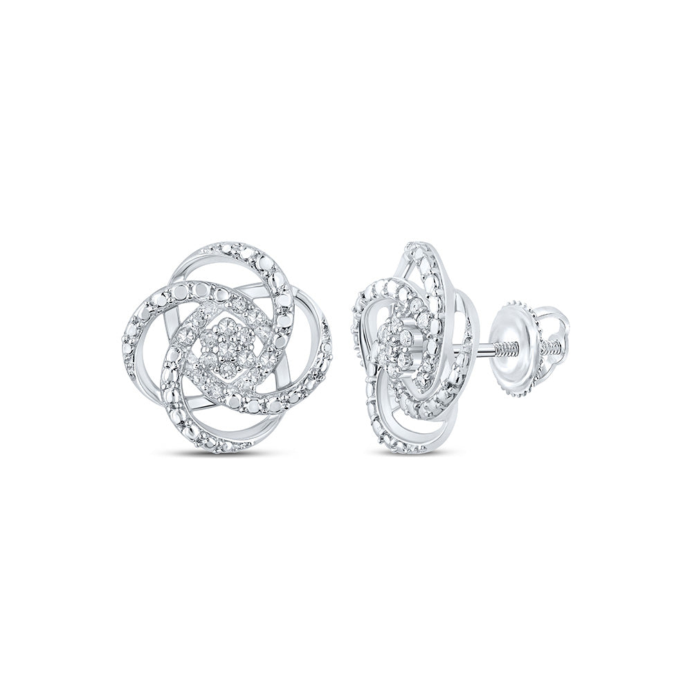 10K White Gold Womens Round Diamond Cluster Earrings 1/6 Cttw