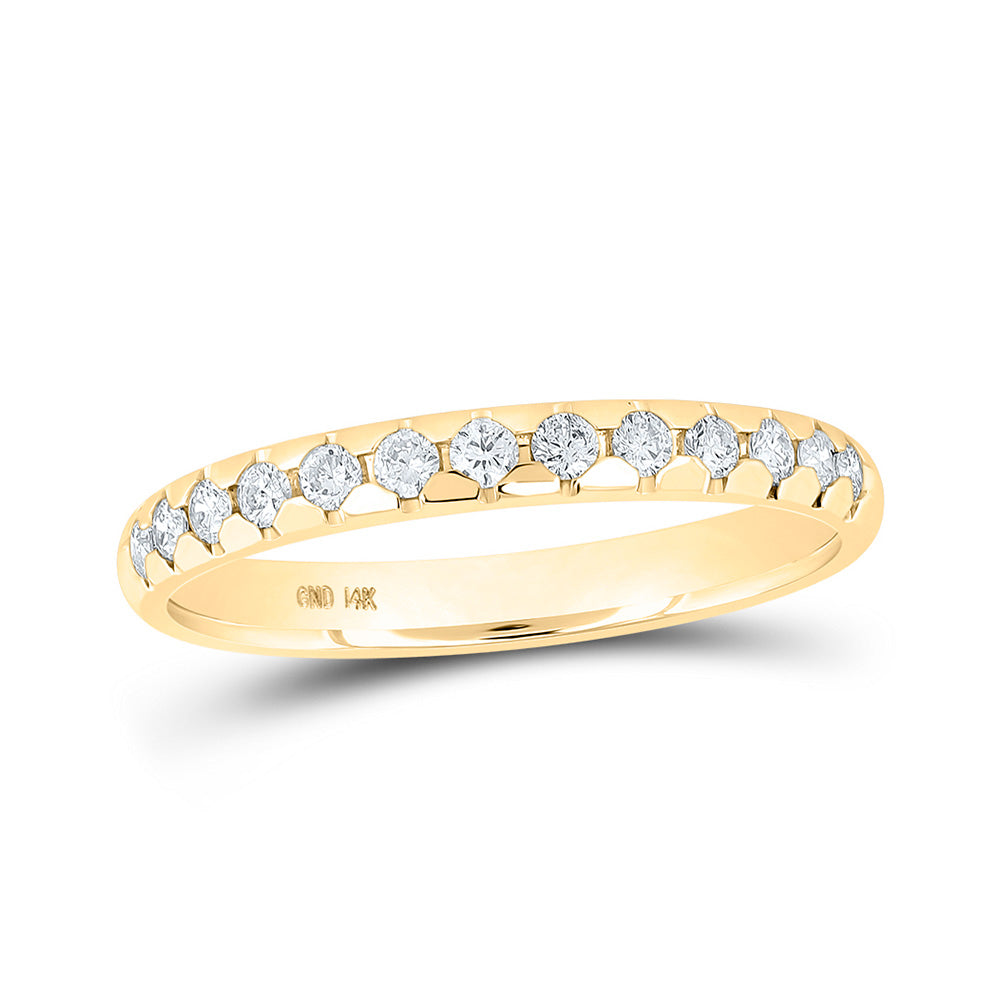 14K White Or Yellow Gold Womens Round Diamond Single Row Band Ring , Womens Size: 5-10