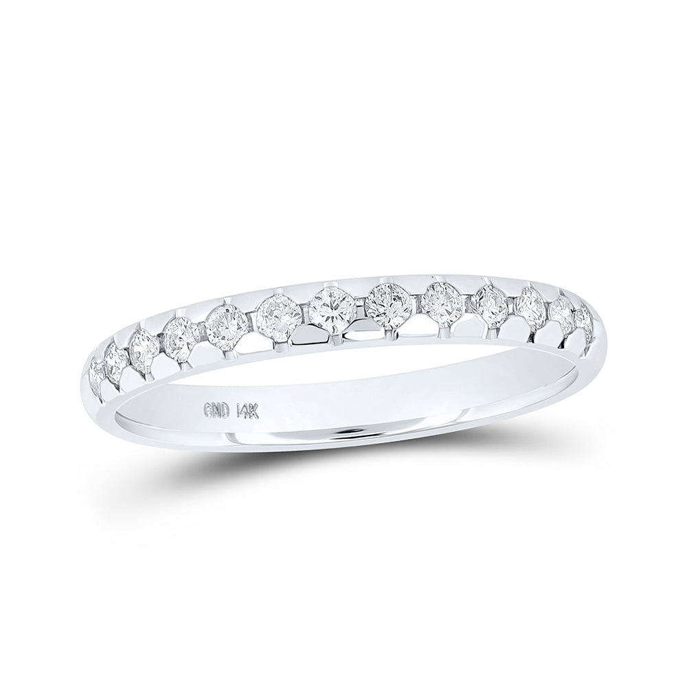 14K White Or Yellow Gold Womens Round Diamond Single Row Band Ring , Womens Size: 5-10