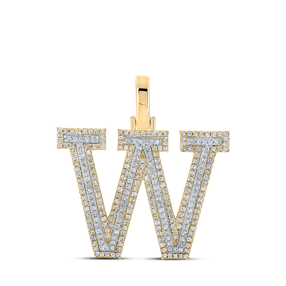 10K Yellow Or Rose Gold Mens Round Diamond W Initial Letter Pendant