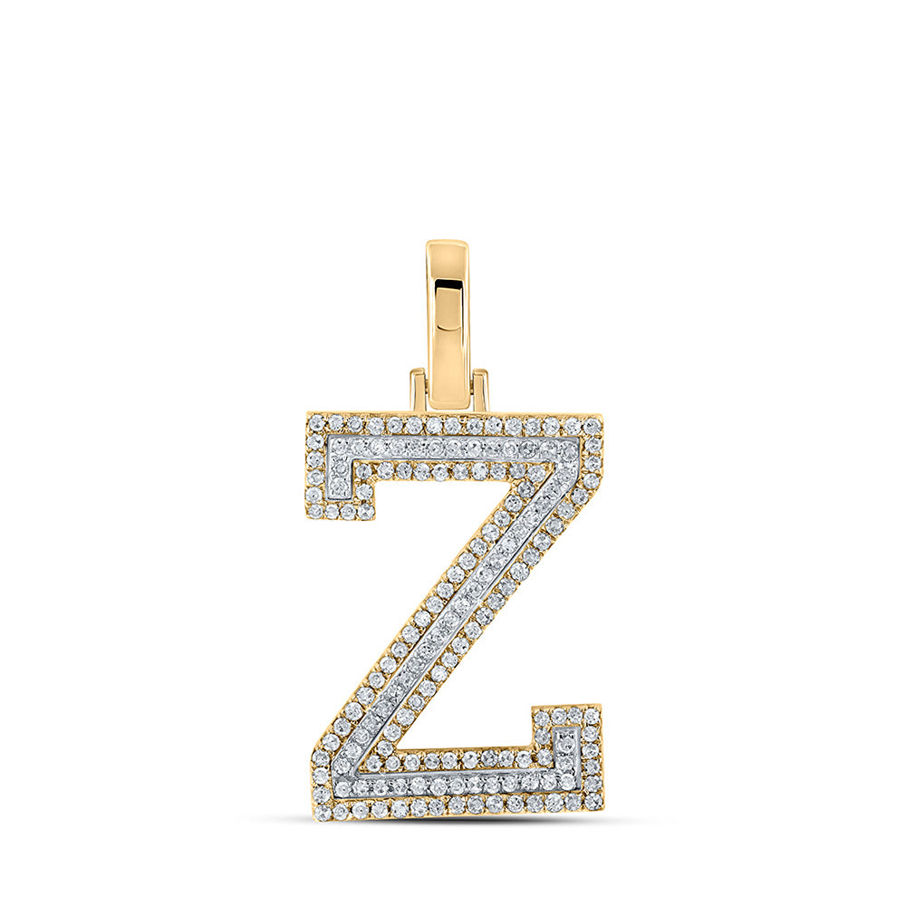10K Yellow Or Two-Tone Gold Womens Round Diamond Z Initial Letter Pendant 3/8 Cttw, Length: 1.13 In, Width: 0.61 In