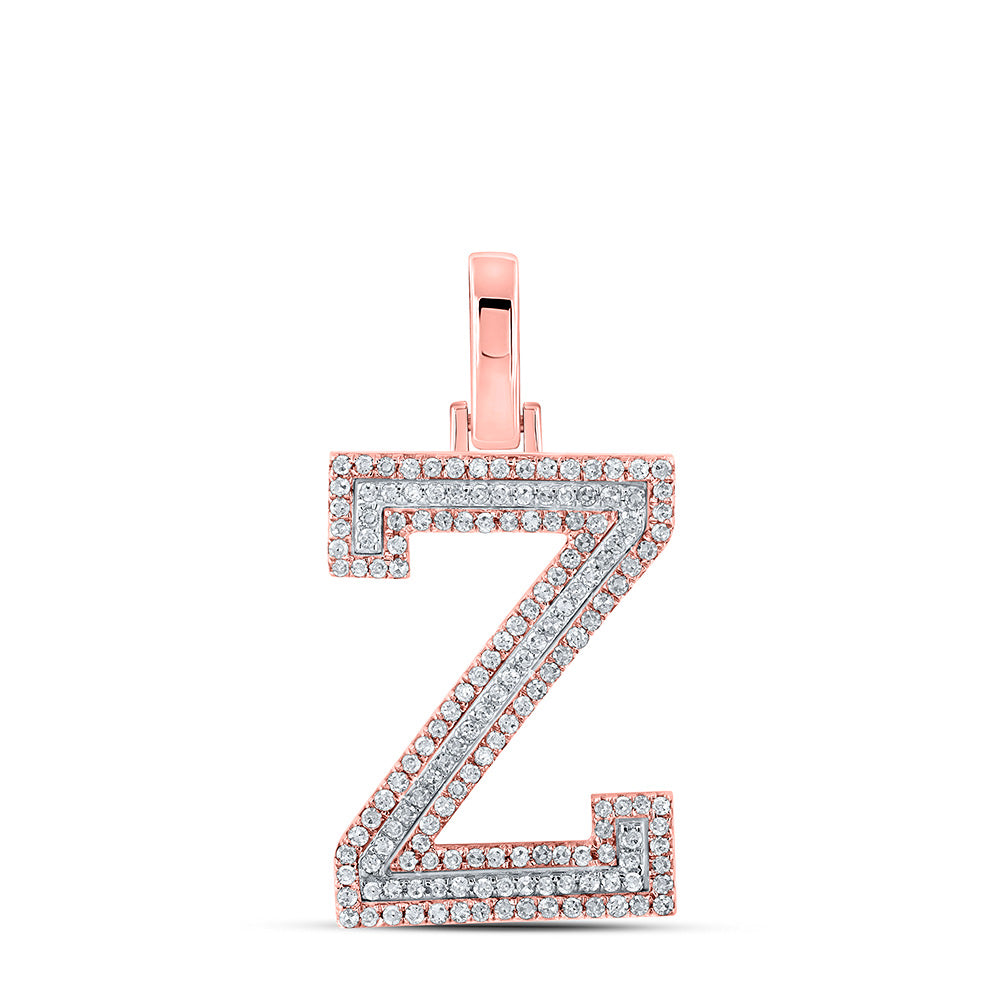 10K Yellow Or Two-Tone Gold Womens Round Diamond Z Initial Letter Pendant 3/8 Cttw, Length: 1.13 In, Width: 0.61 In