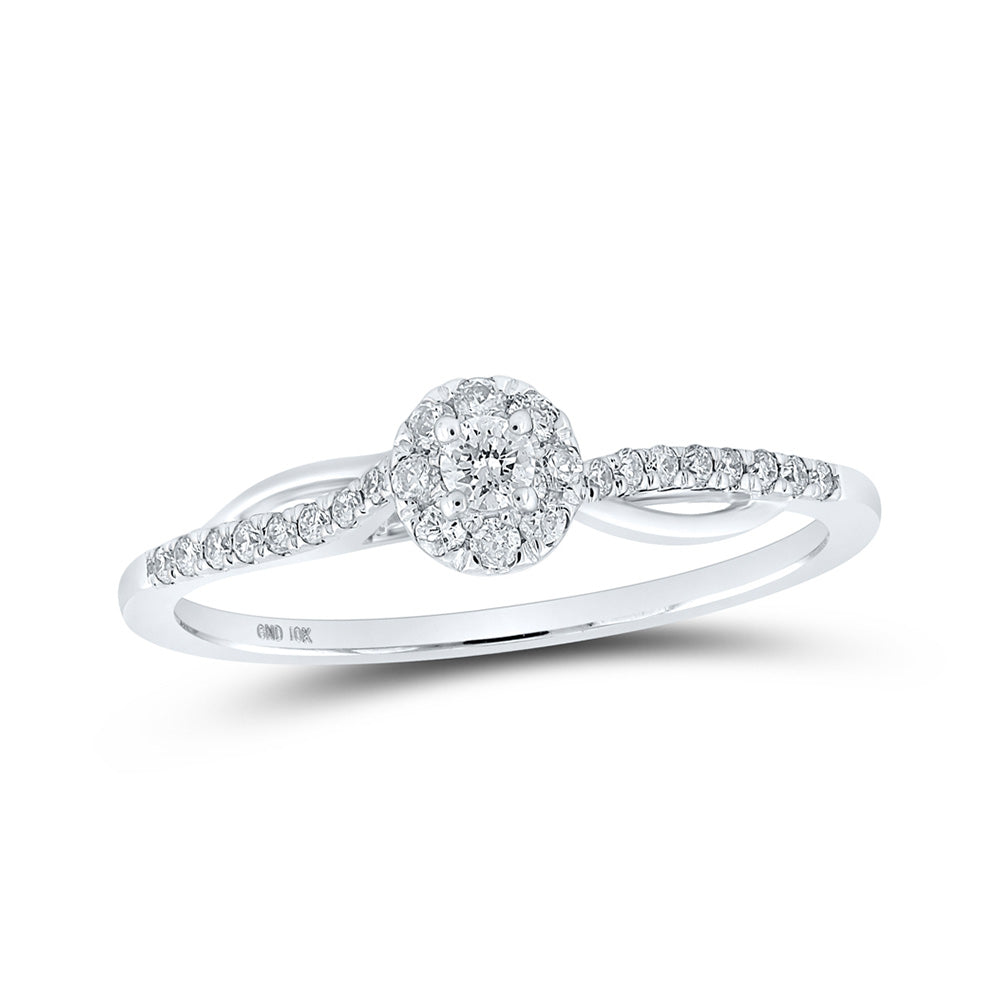 10K Yellow Or White Or Rose Gold Womens Round Diamond Halo Promise Ring , Womens Size: 5-10